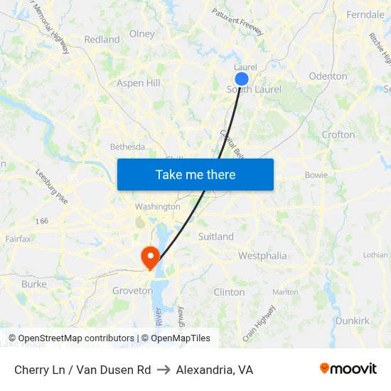 Cherry Ln / Van Dusen Rd to Alexandria, VA map
