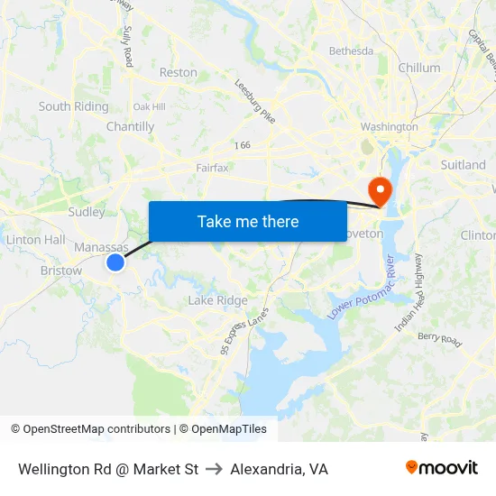 Wellington Rd @ Market St to Alexandria, VA map