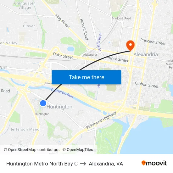 Huntington Metro North Bay C to Alexandria, VA map