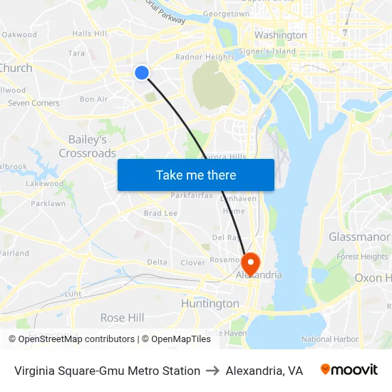 Virginia Square-Gmu Metro Station to Alexandria, VA map