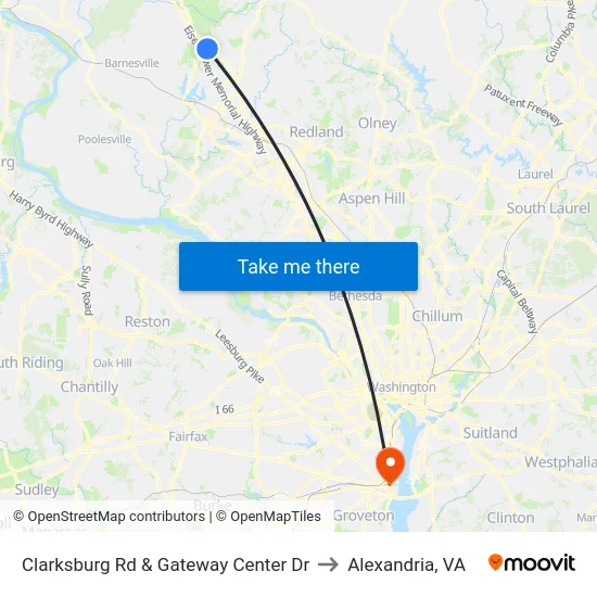 Clarksburg Rd & Gateway Center Dr to Alexandria, VA map