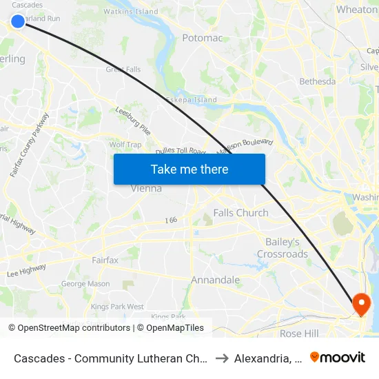 Cascades - Community Lutheran Church to Alexandria, VA map