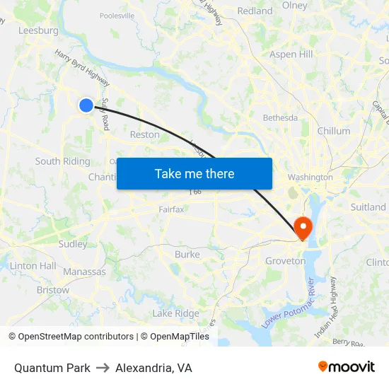Quantum Park to Alexandria, VA map