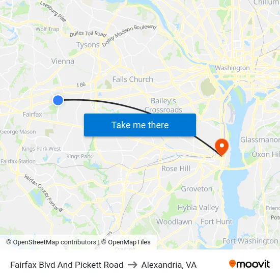 Fairfax Blvd And Pickett Road to Alexandria, VA map