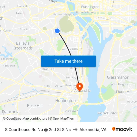 S Courthouse Rd Nb @ 2nd St S Ns to Alexandria, VA map