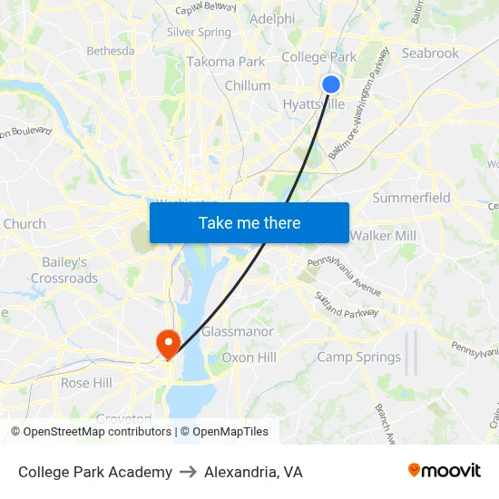 College Park Academy to Alexandria, VA map