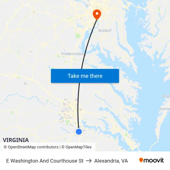 E Washington And Courthouse St to Alexandria, VA map