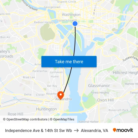 Independence Ave & 14th St Sw Wb to Alexandria, VA map