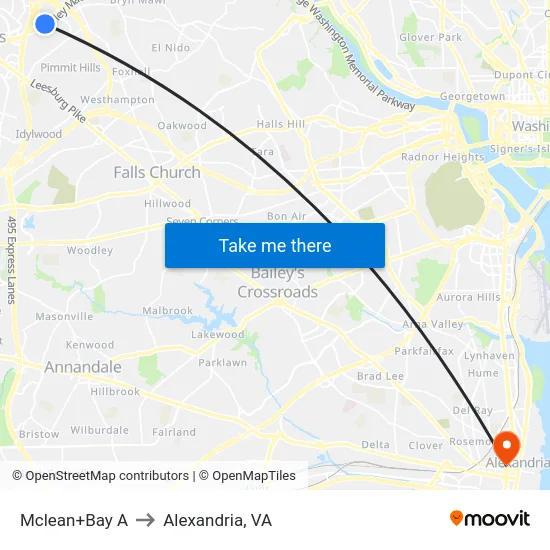 Mclean+Bay A to Alexandria, VA map