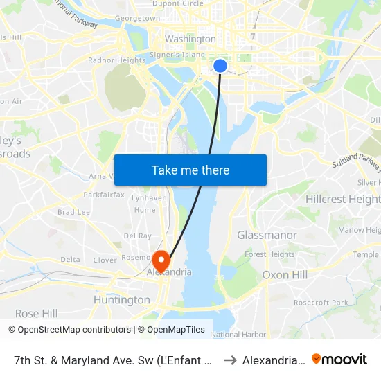 7th St. & Maryland Ave. Sw (L'Enfant Plaza) Nb to Alexandria, VA map