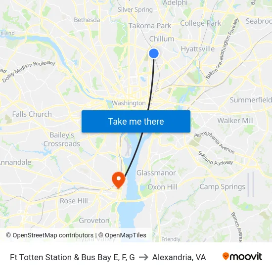 Ft Totten Station & Bus Bay E, F, G to Alexandria, VA map