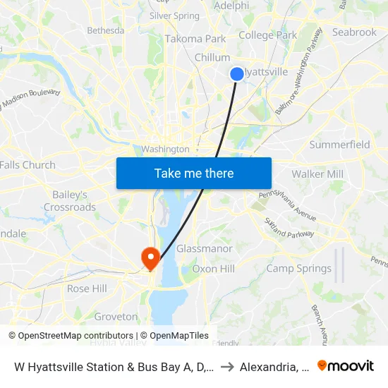 W Hyattsville Station & Bus Bay A, D, E, F to Alexandria, VA map