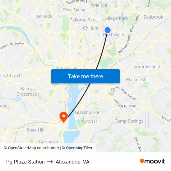 Pg Plaza Station to Alexandria, VA map
