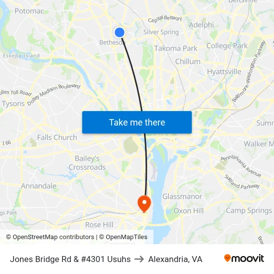 Jones Bridge Rd & #4301 Usuhs to Alexandria, VA map