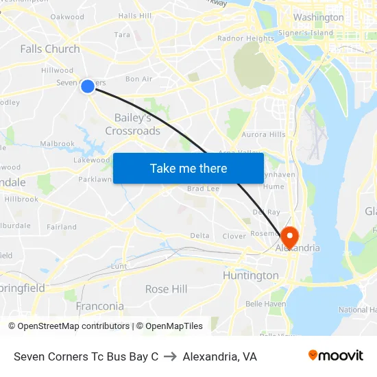 Seven Corners Tc Bus Bay C to Alexandria, VA map