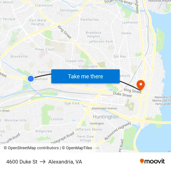 4600 Duke St to Alexandria, VA map