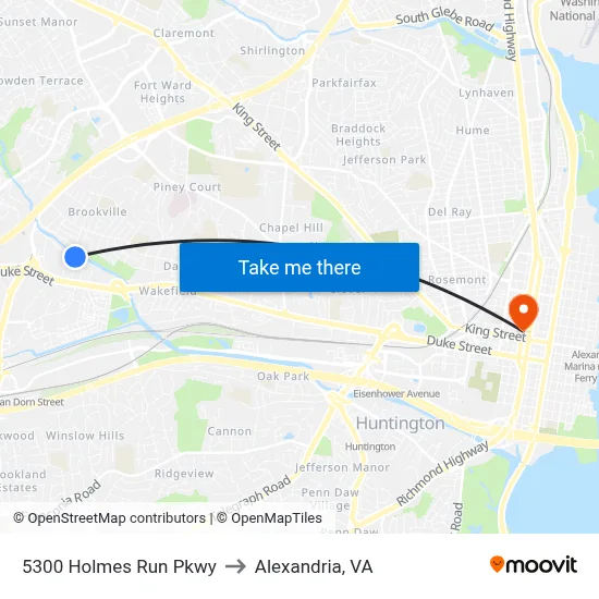 5300 Holmes Run Pkwy to Alexandria, VA map
