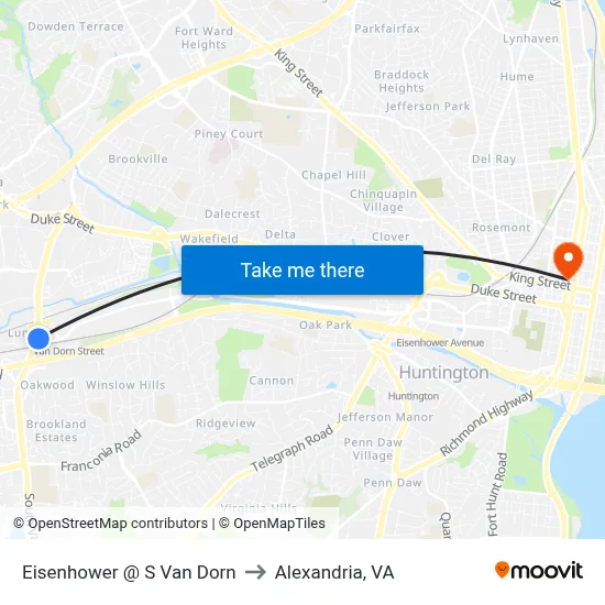 Eisenhower @ S Van Dorn to Alexandria, VA map