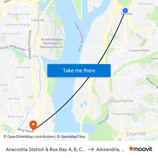 Anacostia Station & Bus Bay A, B, C, D to Alexandria, VA map