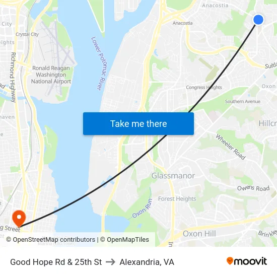 Good Hope Rd & 25th St to Alexandria, VA map