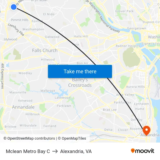 Mclean Metro Bay C to Alexandria, VA map