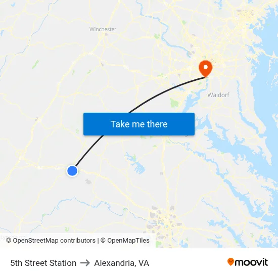 5th Street Station to Alexandria, VA map