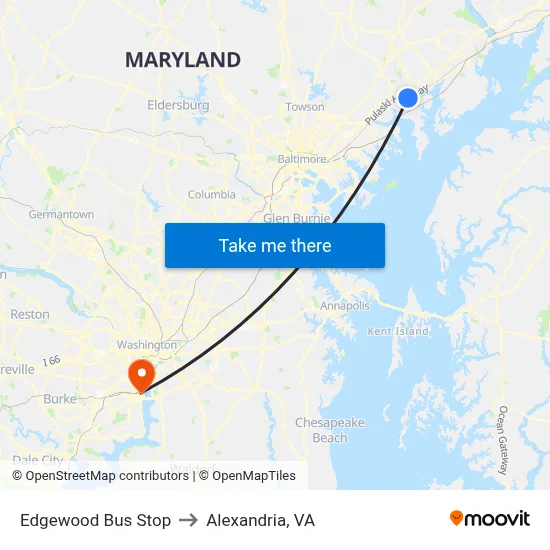 Edgewood Bus Stop to Alexandria, VA map