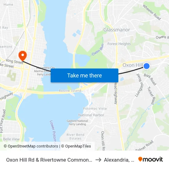 Oxon Hill Rd & Rivertowne Commons M to Alexandria, VA map