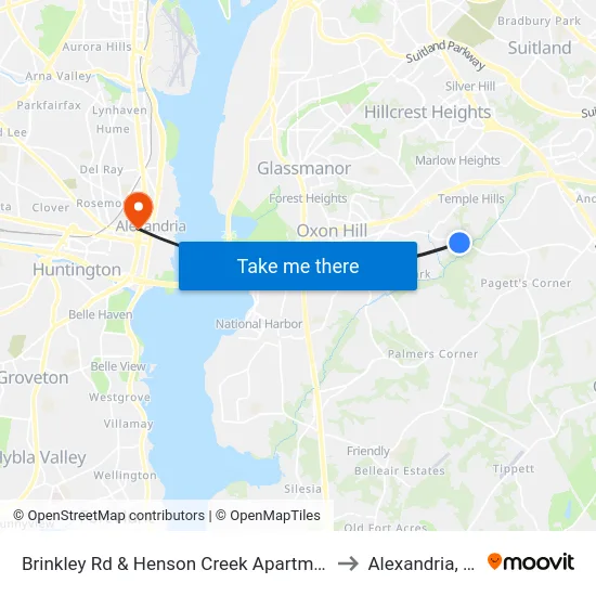 Brinkley Rd & Henson Creek Apartments to Alexandria, VA map