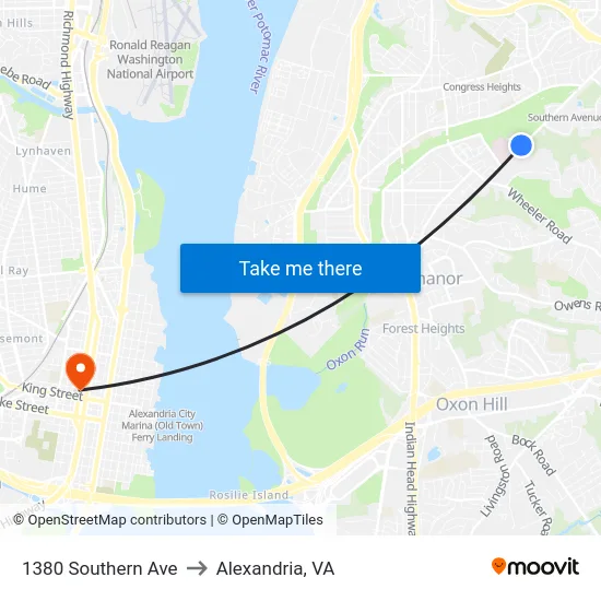 1380 Southern Ave to Alexandria, VA map