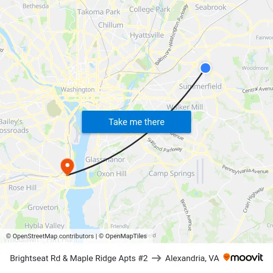 Brightseat Rd & Maple Ridge Apts #2 to Alexandria, VA map