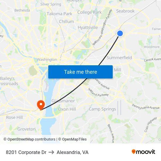 8201 Corporate Dr to Alexandria, VA map