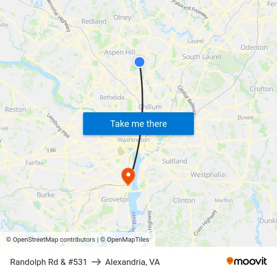 Randolph Rd & #531 to Alexandria, VA map
