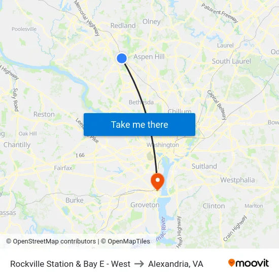 Rockville Station & Bay E - West to Alexandria, VA map