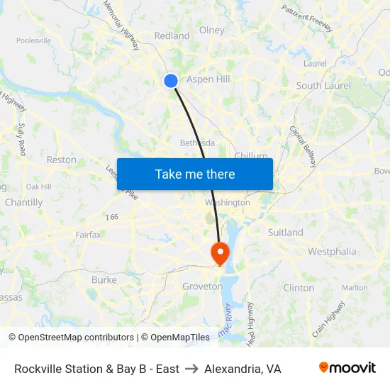 Rockville Station & Bay B - East to Alexandria, VA map