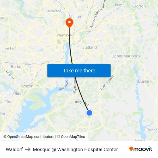 Waldorf to Mosque @ Washington Hospital Center map