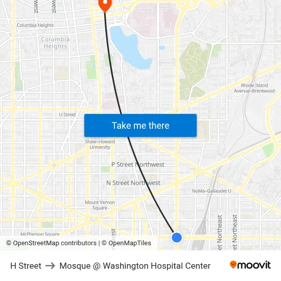H Street to Mosque @ Washington Hospital Center map