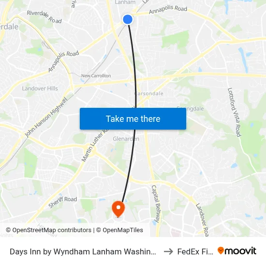 Days Inn by Wyndham Lanham Washington D.C to FedEx Field map
