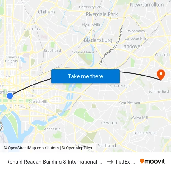 Ronald Reagan Building & International Trade Center to FedEx Field map