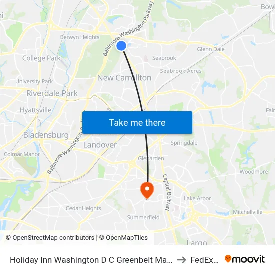 Holiday Inn Washington D C Greenbelt Maryland an IHG Hotel to FedEx Field map