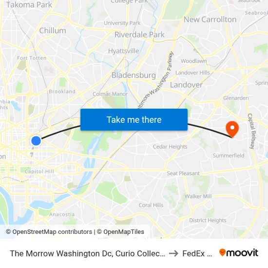 The Morrow Washington Dc, Curio Collection by Hilton to FedEx Field map