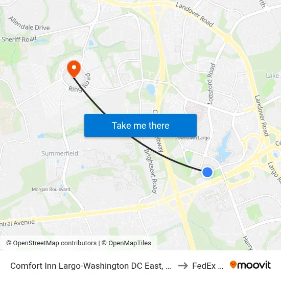 Comfort Inn Largo-Washington DC East, Upper Marlboro to FedEx Field map