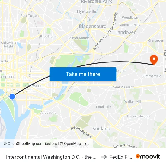 Intercontinental Washington D.C. - the Wharf to FedEx Field map