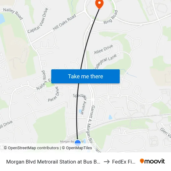 Morgan Blvd Metrorail Station at Bus Bay D to FedEx Field map