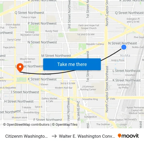 Citizenm Washington, Dc Noma to Walter E. Washington Convention Center map