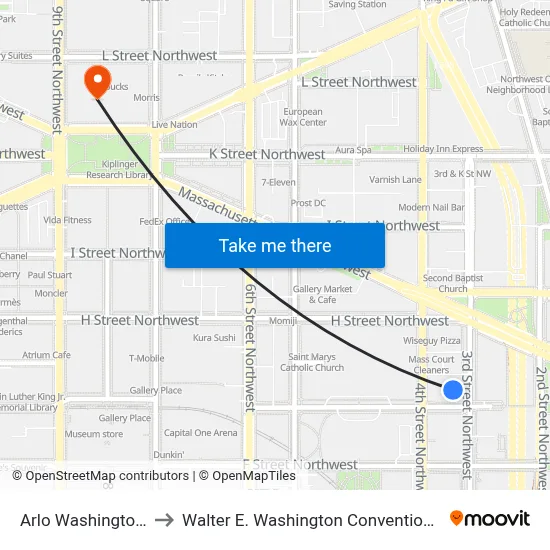Arlo Washington Dc to Walter E. Washington Convention Center map