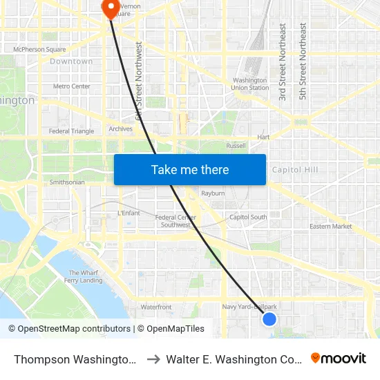 Thompson Washington D.C., by Hyatt to Walter E. Washington Convention Center map