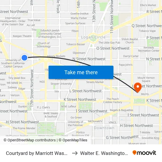 Courtyard by Marriott Washington, Dc Dupont Circle to Walter E. Washington Convention Center map