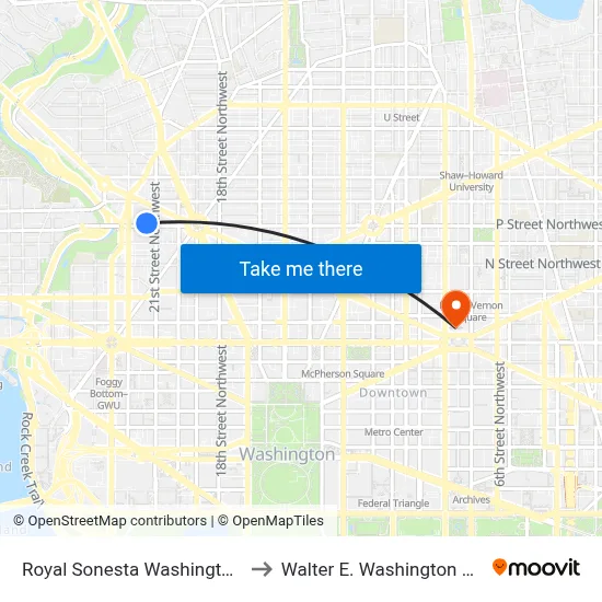 Royal Sonesta Washington Dc Dupont Circle to Walter E. Washington Convention Center map