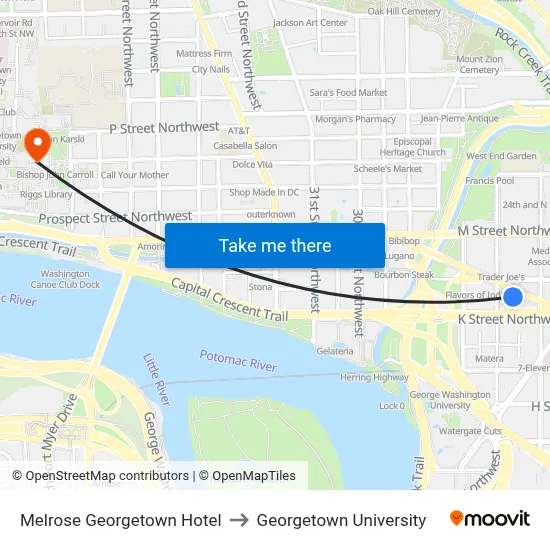 Melrose Georgetown Hotel to Georgetown University map